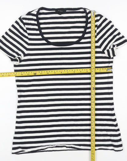 Hobbs Women’s Black White Striped Jersey T-Shirt Size S