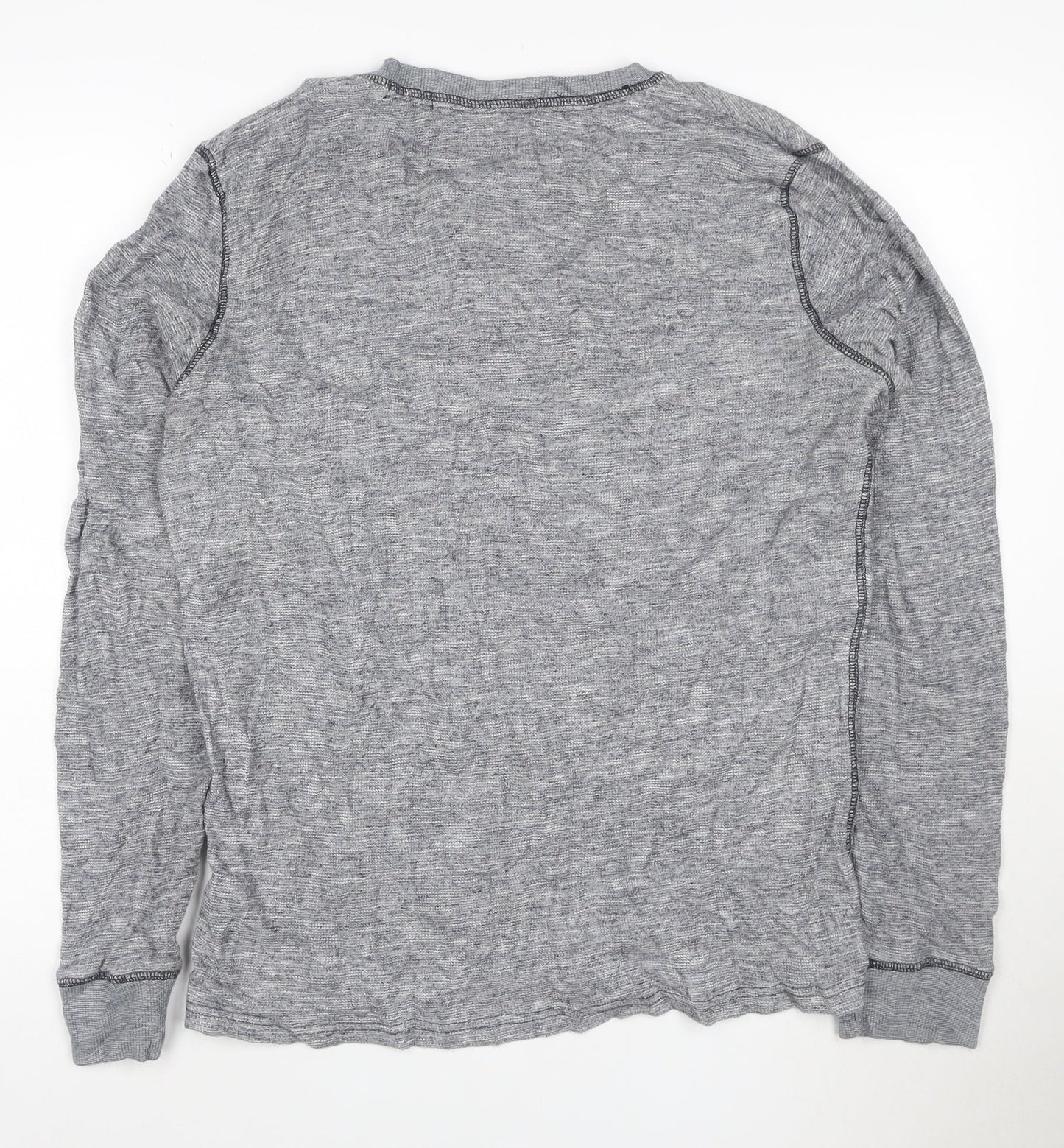 Next Men's Grey Cotton Henley Jumper Medium Long Sleeve