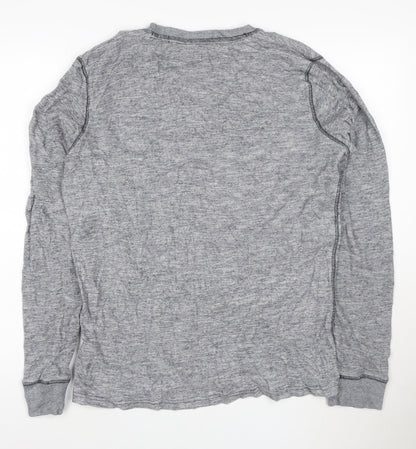 Next Men's Grey Cotton Henley Jumper Medium Long Sleeve
