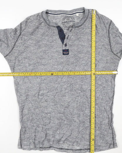 Next Men's Grey Cotton Henley Jumper Medium Long Sleeve