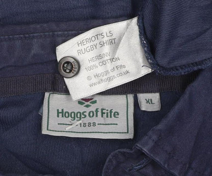 Hoggs of Fife Men's Navy Long Sleeve Cotton Polo Shirt XL