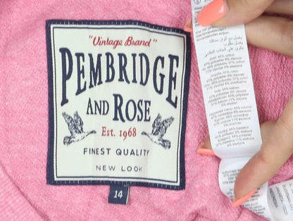 Penbridge and Rose Women's Pink Cotton Jersey Long Sleeve T-Shirt Size 14