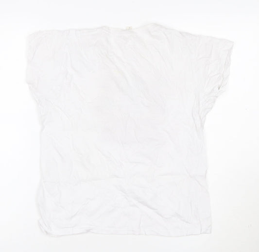 Casual Classics Women's White L Basic Cotton Graphic T-Shirt