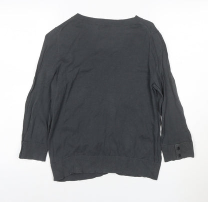 Gap Women’s Grey Cotton Cardigan M V-Neck 3/4 Sleeve Lightweight Knit