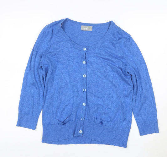 Wallis Womens Blue Size 14 Lightweight Knit Cardigan