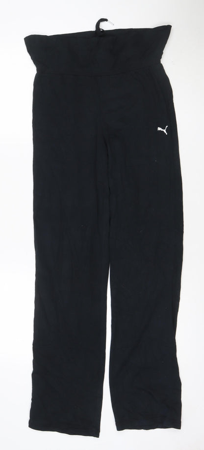 Puma Womens Black Size 8 Track Pants Elastic Waist Activewear