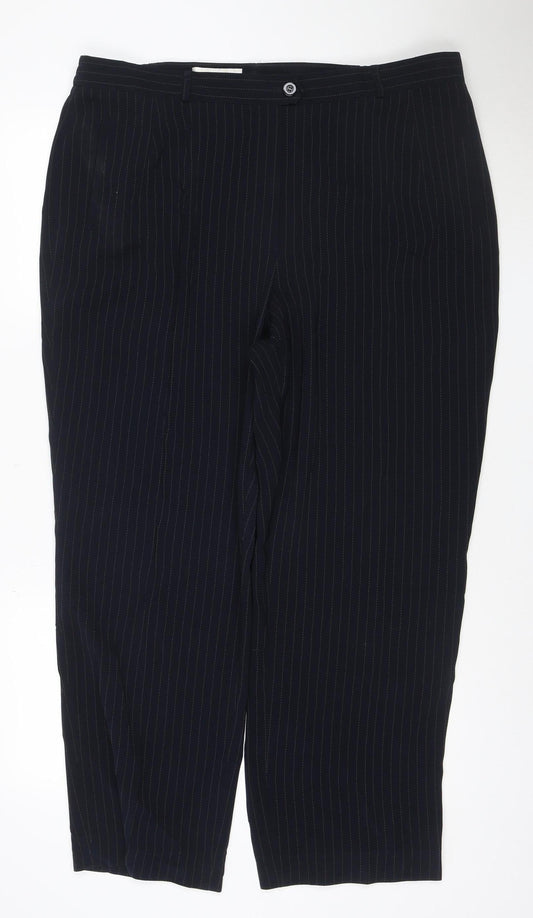 Gerry Weber Womens Navy Pinstripe Straight Leg Trousers UK 16