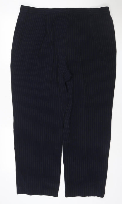 Gerry Weber Womens Navy Pinstripe Straight Leg Trousers UK 16