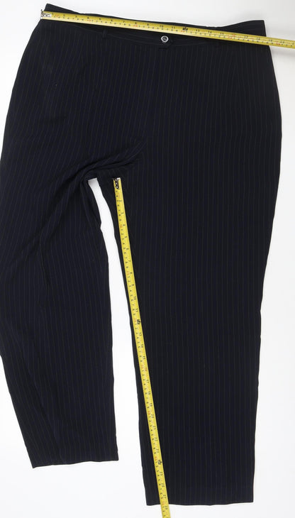 Gerry Weber Womens Navy Pinstripe Straight Leg Trousers UK 16