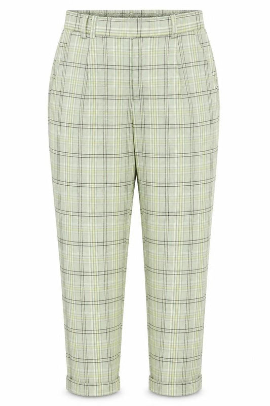 Stradivarius Women Green Check Tapered Jogger Trousers M