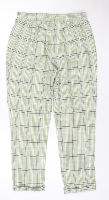 Stradivarius Women Green Check Tapered Jogger Trousers M