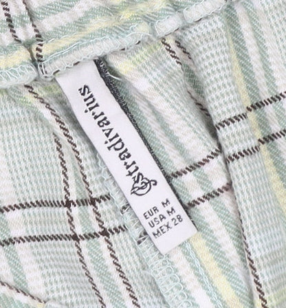 Stradivarius Women Green Check Tapered Jogger Trousers M