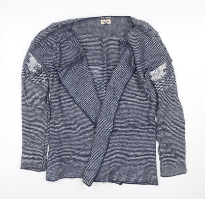 Tommy Hilfiger Women's Blue Striped Open Knit Cardigan Medium