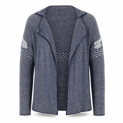 Tommy Hilfiger Women's Blue Striped Open Knit Cardigan Medium