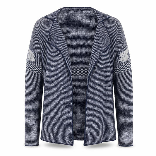 Tommy Hilfiger Women's Blue Striped Open Knit Cardigan Medium