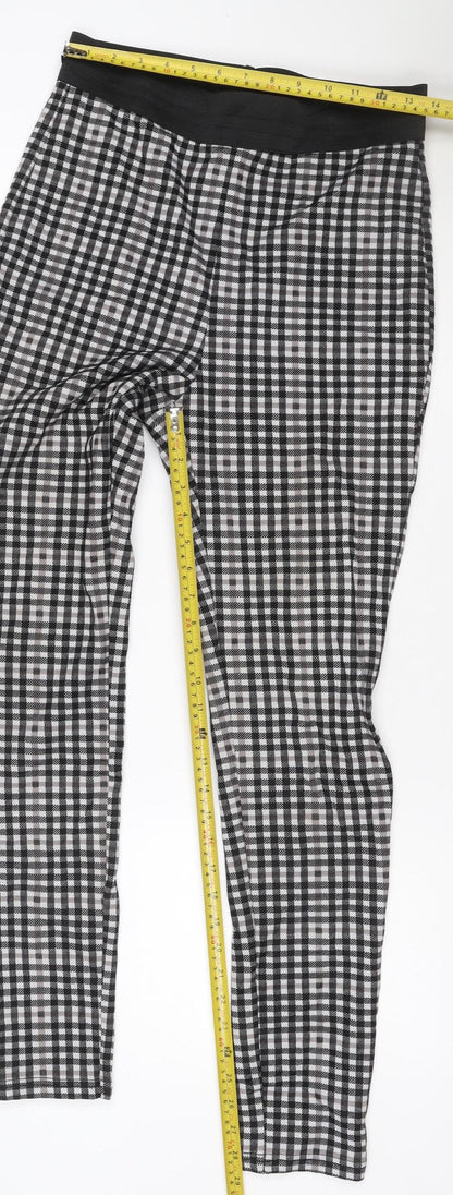 Marks and Spencer Women's Black Check Leggings Size 12 Long