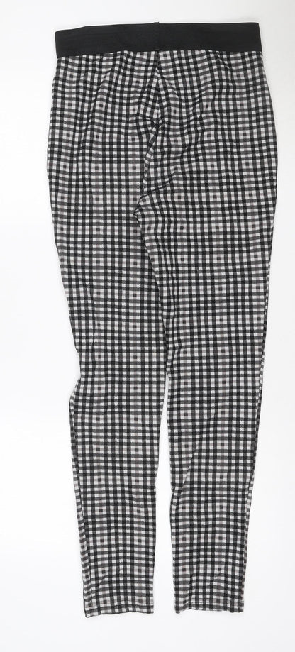 Marks and Spencer Women's Black Check Leggings Size 12 Long