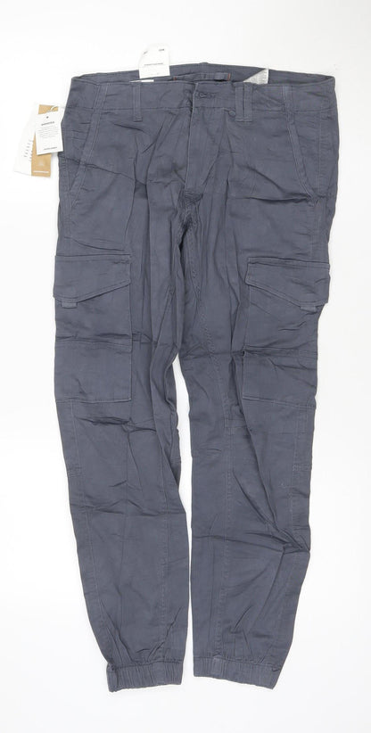 Jack & Jones Men's Grey Tapered Paul Cargo Jeans W31 L30