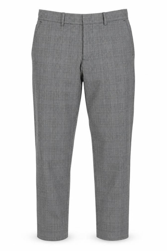 New Look Men's Grey Check Slim Fit Chino Trousers Size M 30R