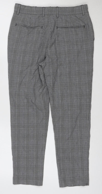 New Look Men's Grey Check Slim Fit Chino Trousers Size M 30R
