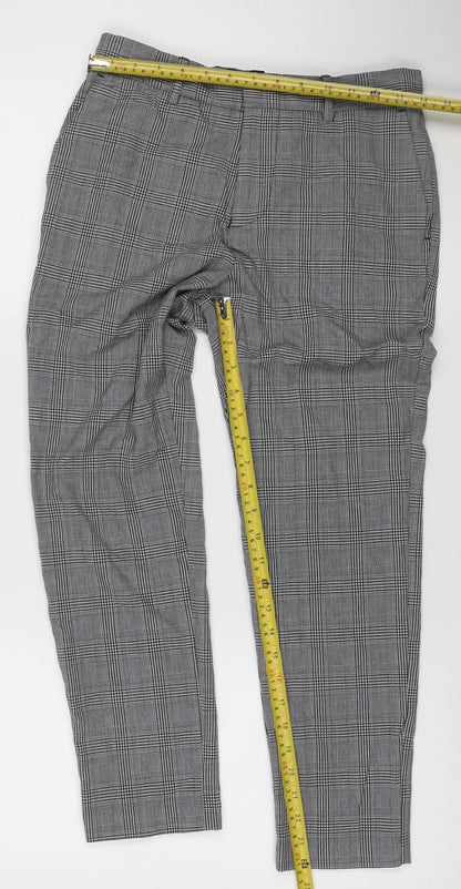 New Look Men's Grey Check Slim Fit Chino Trousers Size M 30R