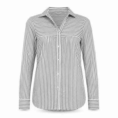 Next Women’s White Striped Cotton Button-Up Shirt Size 6