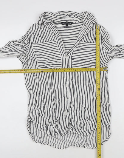 Next Women’s White Striped Cotton Button-Up Shirt Size 6