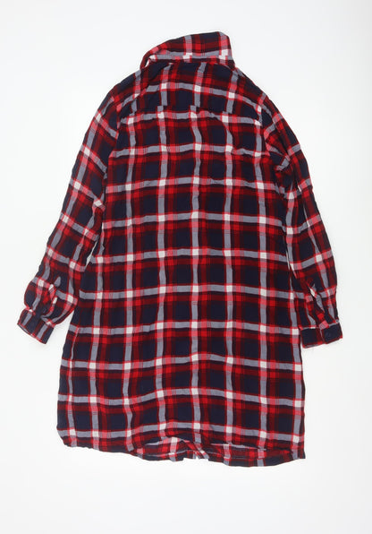 JoJo Maman Bébé Women's Red Check Shirt Dress Maternity Size M