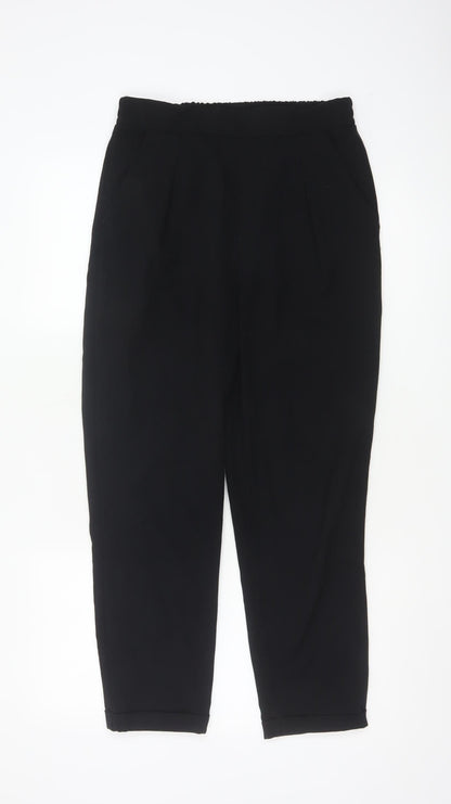 Stradivarius Women’s Black Tapered Elastic Waist Trousers Size S