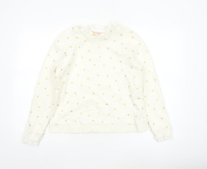 Boden Women Ivory Polka Dot Cotton Long Sleeve Blouse M