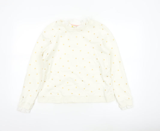 Boden Women Ivory Polka Dot Cotton Long Sleeve Blouse M