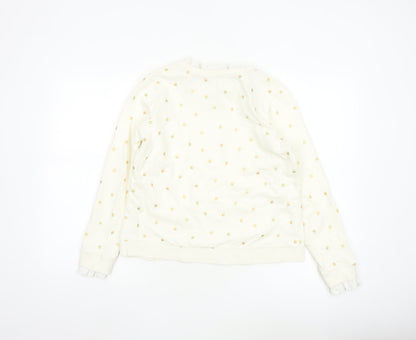 Boden Women Ivory Polka Dot Cotton Long Sleeve Blouse M