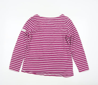 Joules Women’s Pink Striped Long Sleeve Cotton T-Shirt Size 16