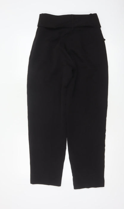 NA-KD Women's Black Paperbag Trousers Size 8 Belted High Waist