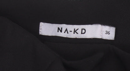 NA-KD Women's Black Paperbag Trousers Size 8 Belted High Waist