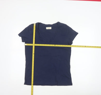 Mos Mosh Womens Navy Blue V-Neck Cotton T-Shirt Size M
