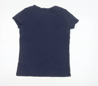 Mos Mosh Womens Navy Blue V-Neck Cotton T-Shirt Size M