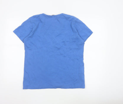 Isle Women's Blue Cotton Short Sleeve Crew Neck T-Shirt Size 18