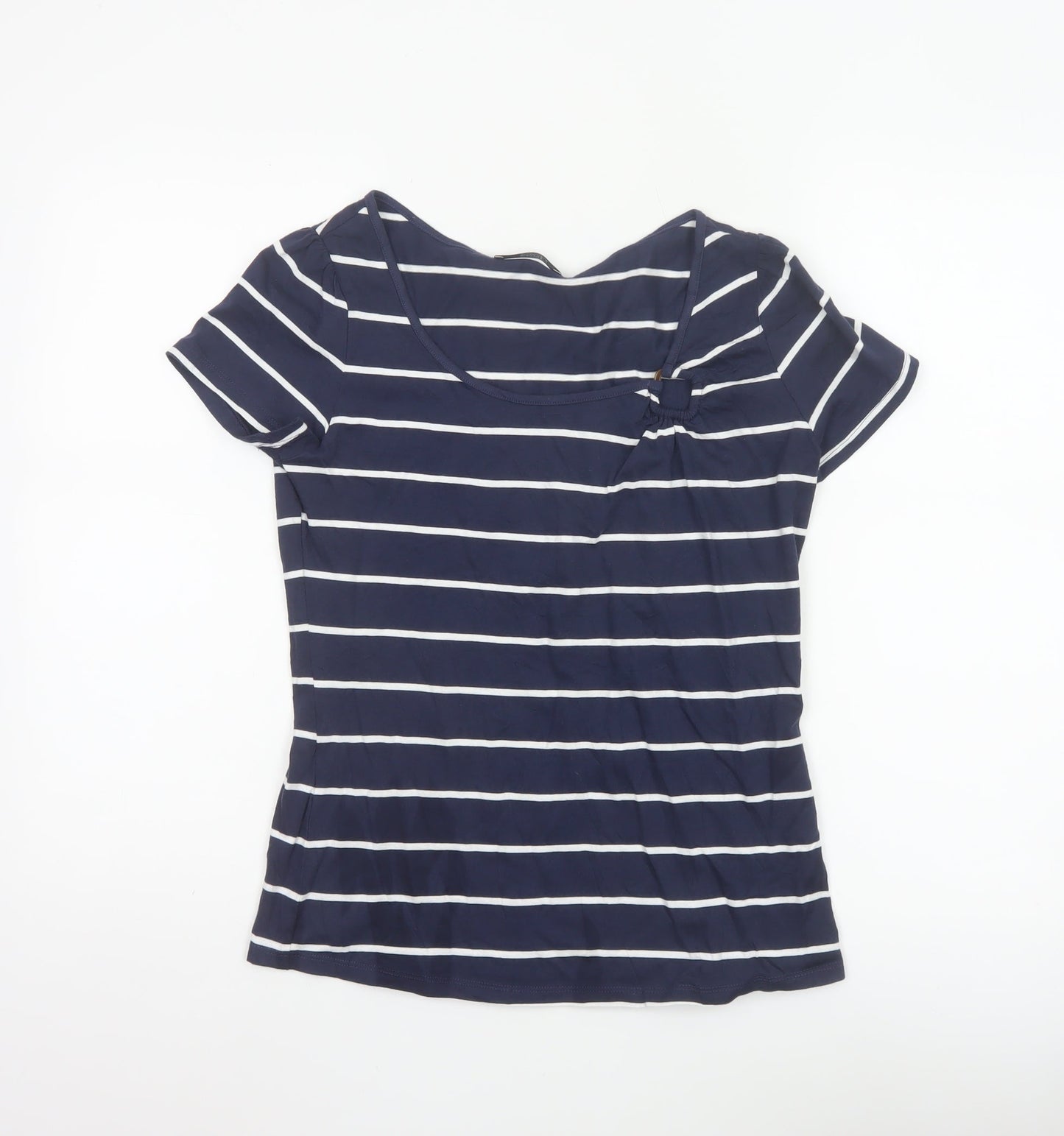 Marks and Spencer Women’s Blue White Striped Cotton T-Shirt UK 10