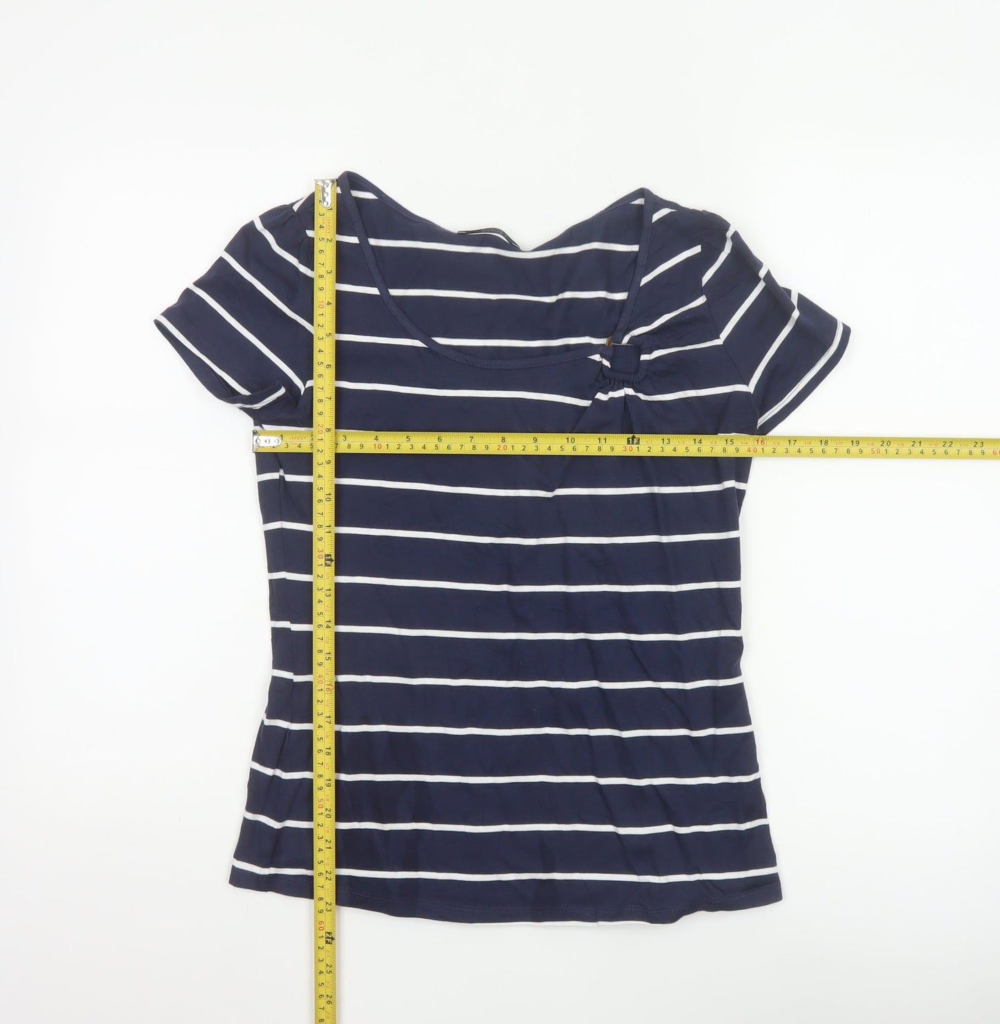 Marks and Spencer Women’s Blue White Striped Cotton T-Shirt UK 10