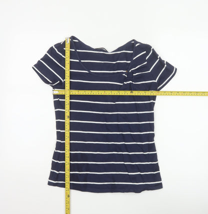 Marks and Spencer Women’s Blue White Striped Cotton T-Shirt UK 10