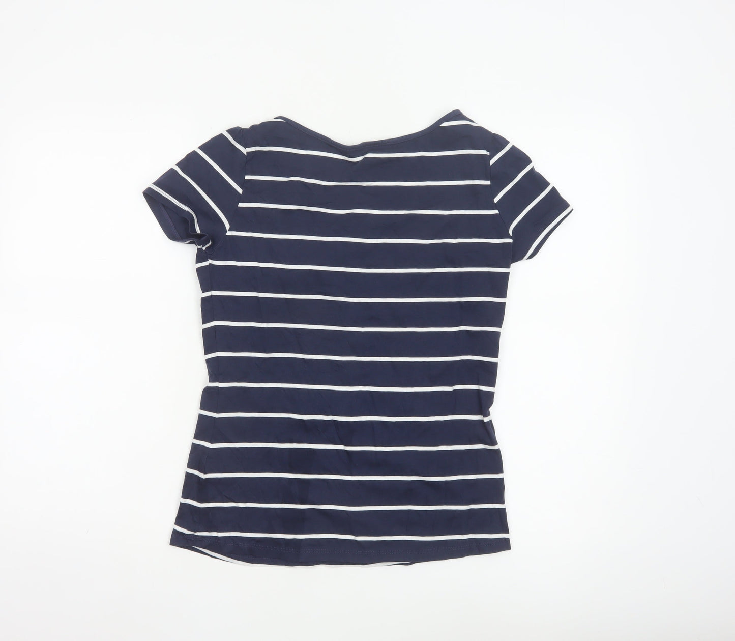 Marks and Spencer Women’s Blue White Striped Cotton T-Shirt UK 10