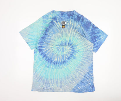 Dope Chef Men's Blue Tie-Dye Regular Fit Cotton T-Shirt M
