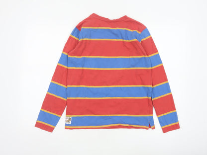 FatFace Boys Red Striped Long Sleeve Cotton T-Shirt 12-13 Years