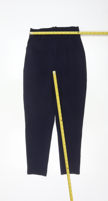 PNK Women Navy Blue Tapered Trousers UK 8 Polyester Blend Workwear