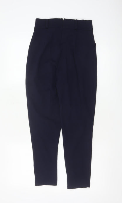PNK Women Navy Blue Tapered Trousers UK 8 Polyester Blend Workwear