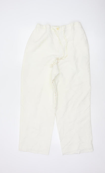 Liz Claiborne Petite Women's Ivory Viscose Wide-Leg Trousers UK 8