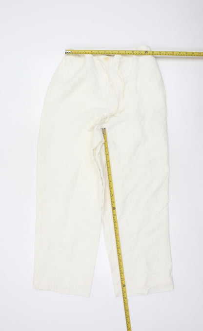 Liz Claiborne Petite Women's Ivory Viscose Wide-Leg Trousers UK 8