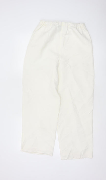 Liz Claiborne Petite Women's Ivory Viscose Wide-Leg Trousers UK 8