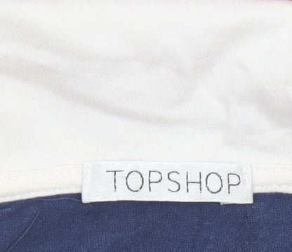 Topshop Women's Multicoloured Striped Cotton Polo Shirt Size 10